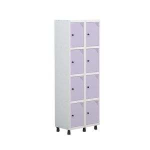 Armário Locker Guarda Roupa 8 Portas Aço Grp 502-8 Branco Lilás