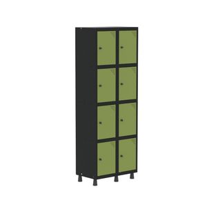 Armário Locker Guarda Roupa 8 Portas Aço Grp 502-8 Preto Verde Miró