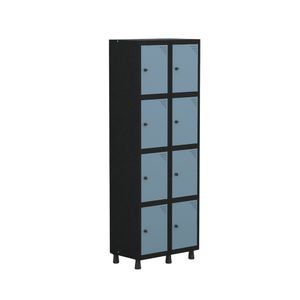 Armário Locker Guarda Roupa 8 Portas Aço Grp 502-8 Preto Azul Dali