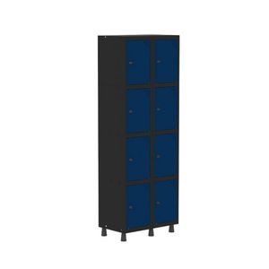 Armário Locker Guarda Roupa 8 Portas Aço Grp 502-8 Preto Azul Delrei