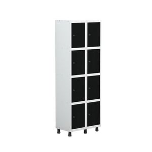 Armário Locker Guarda Roupa 8 Portas Aço Grp 502-8 Branco Preto