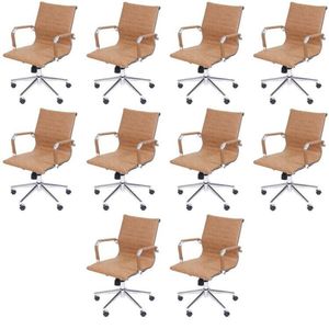 Kit 10 Cadeiras Para Escritorio Diretor Esteirinha Com Relax 3301 Castanho