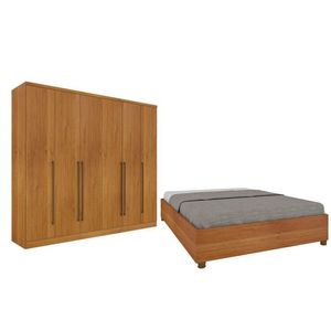 Quarto De Casal Guarda Roupa 6 Portas Portugal E Cama Box Casal Monaco Espresso Móveis Cinamomo