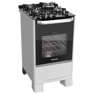Fogão De Piso Best Grill Mesa De Vidro 4 Queimadores Branco 127V