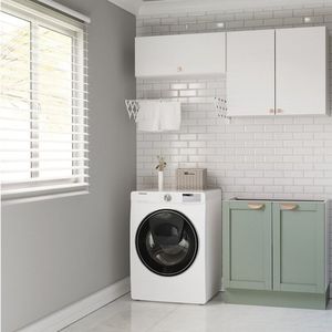 Lavanderia Modulada 3 Peças Sem Tampo 2 Aéreos 4 Portas 1 Balcão Arizona Cabecasa Madeiramadeira Branco Menta