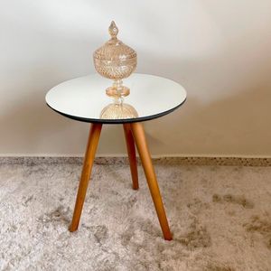 Mesa Lateral 50cm X 50cm 62cm Esmeralda Preto Mel