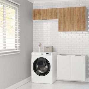 Lavanderia Modulada 3 Peças Sem Tampo Sem Rodapé Ipanema Cabecasa Madeiramadeira Branco Acácia