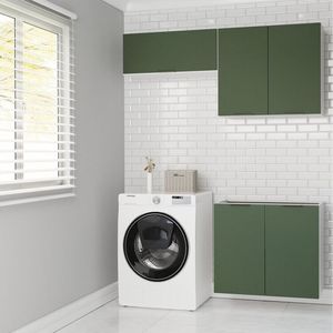 Lavanderia Modulada 3 Peças Sem Tampo Sem Rodapé Ipanema Cabecasa Madeiramadeira Verde Folha