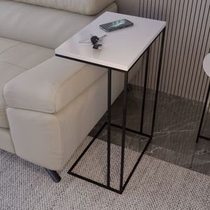 Mesa Lateral Greco 67cm X 45cm X 30cm Branco Preto