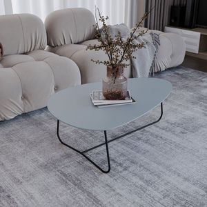 Mesa De Centro Trude Organica 35cm X 90cm X 60cm Cristal Preto