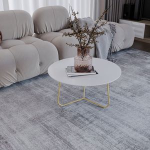 Mesa De Centro Trude Redonda 30cm X 67cm X 67cm Branco Dourado