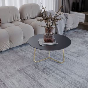 Mesa De Centro Trude Redonda 30cm X 67cm X 67cm Preto Dourado
