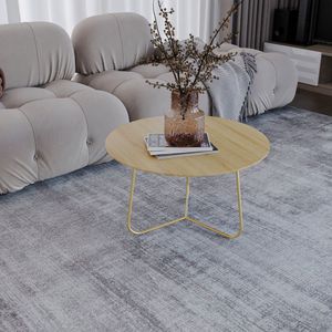 Mesa De Centro Trude Redonda 30cm X 67cm X 67cm Natural Tawary Dourado