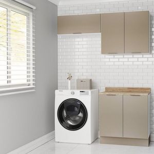 Lavanderia Modulada 3 Peças 2 Armários Aéreos 4 Portas 1 Balcão Ipanema Cabecasa Madeiramadeira Fendi Trama