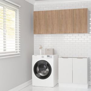 Lavanderia Modulada 3 Peças Sem Tampo Com Rodapé Ipanema Cabecasa Madeiramadeira Branco Acácia