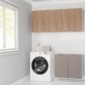 Lavanderia Modulada 3 Peças Sem Tampo Sem Rodapé Ipanema Cabecasa Madeiramadeira Fendi Acácia