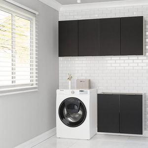 Lavanderia Modulada 3 Peças Sem Tampo Sem Rodapé Ipanema Cabecasa Madeiramadeira Grafite Trama