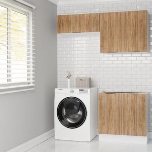Lavanderia Modulada 3 Peças Sem Tampo Com Rodapé Ipanema Cabecasa Madeiramadeira Acácia