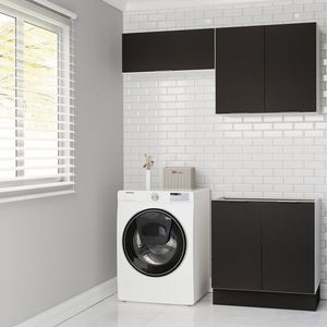 Lavanderia Modulada 3 Peças Sem Tampo Com Rodapé Ipanema Cabecasa Madeiramadeira Grafite Trama