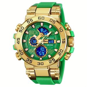 Relógio Digital Resistente à água 50m Duplo Display Alarme Verde
