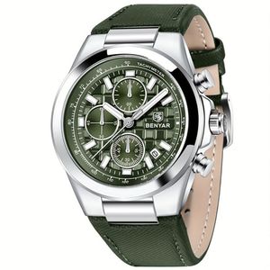 Relógio Com Cronógrafo à Prova D\'água Movimento De Quartzo Esportivo Prata Verde