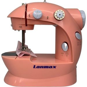 Mini Máquina De Costura Rosa Portátil Bivolt Com Pedal Acessórios Luz Led