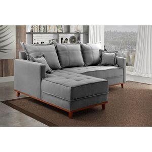 Sofá Moderno 3 Lugares Com Chaise ônix Cinza