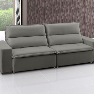 Sofá Supreme - Retrátil - Reclinável 240 Cm Veludo Chumbo