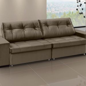 Sofá Orion - Retrátil - Reclinável 260 Cm Veludo Marrom