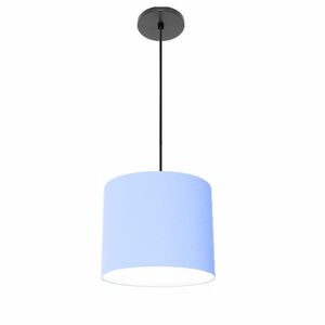 Luminária Pendente Vivare Free Lux Md-4106 Cúpula Em Tecido Azul-bebê Da Canopla Canopla Preta E Fio Preto