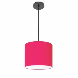 Luminária Pendente Vivare Free Lux Md-4106 Cúpula Em Tecido Pink Da Canopla Canopla Preta E Fio Preto