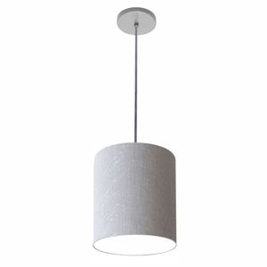Luminária Pendente Vivare Free Lux Md-4103 Cúpula Em Tecido Rustico-cinza Da Canopla Canopla Cinza E Fio Cristal