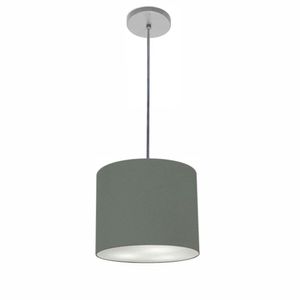 Luminária Pendente Vivare Free Lux Md-4105 Cúpula Em Tecido Cinza-escuro Da Canopla Canopla Cinza E Fio Cristal
