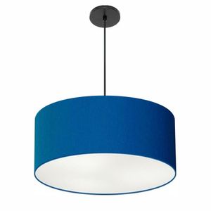Pendente Cilíndrico Vivare Free Lux Md-4386 Cúpula Em Tecido Azul-marinho Da Canopla Canopla Preta E Fio Preto