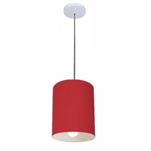 Lustre Pendente Cilíndrico Vivare Md-4200 Cúpula Em Tecido 14x15cm Bivolt Bordô