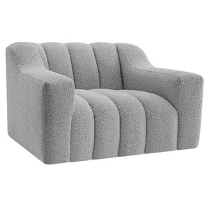 02 Poltronas Luxo Recepção Sala Elegance Bouclé Cinza