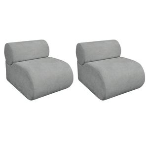 2 Poltronas Decorativas Orgânica Escritório Recepção Sala Virgínia Bouclé Amarena Móveis Cinza