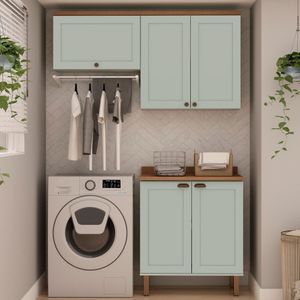 Kit área De Serviço Com 3 Módulos Com Portas Provençais Para Lavanderia 100% Mdf Mint