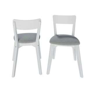 Kit 2 Cadeiras De Madeira Com Encosto Em Mdf E Estofado Coleção Scandian Branco Laca