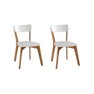 Kit 2 Cadeiras De Madeira Com Assento E Encosto Em Mdf Coleção Scandian Freijó- Branco Laqueado