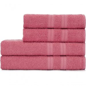 Toalhas De Banho 4 Peças 100% Algodão Alta Absorção (2 Banho + 2 Rosto ) Padrão Hotel pousada Rosê