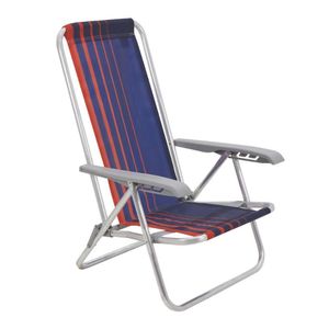 Cadeira De Praia Camping Reclinável Alumínio Bali Tramontina Azul Marinho