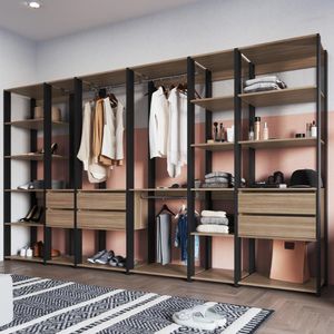 Guarda Roupa Closet 6 Peças Com 3 Cabideiros 6 Gavetas E 16 Nichos Easy