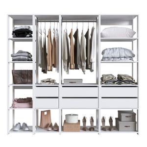 Guarda Roupa Closet 4 Peças Com 2 Cabideiros 6 Gavetas E 11 Nichos Easy