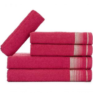 Jogo De Toalhas Luxury Soft Beka 360 G m² 2 Banho + 2 Rosto + 1 Piso Luxo Cereja