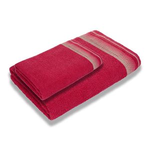 Jogo Com 2 Toalhas Luxury Soft Beka 360 G m² 1 Banho + 1 Rosto Luxo Cereja
