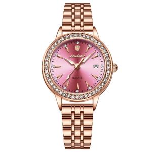 Relógio De Quartzo Elegante Para Mulheres Luxo Com Strass Pulseira De Aço Inoxidável Ouro Rosé Pk