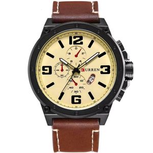 Relógio Masculino De Quartzo Mostrador Militar À Prova Da Água Design Esportivo Bege
