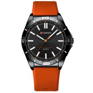 Relógio De Pulso Masculino De Quartzo Luminoso Pulseira De Silicone Impermeável 3atm Marrom