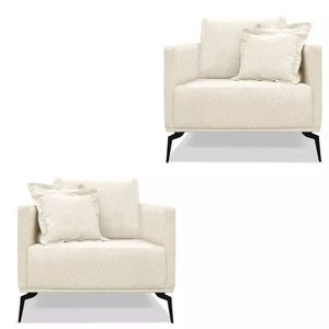 Kit 2 Poltronas Decorativa Livorno Linho Com Pés Em Aço SSX Multicoisas Natural